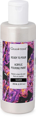 Granotone Premium Metallic Acrylic Pouring Paint 200 Ml (Silver)(Set of 1, Silver)