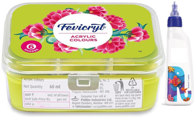 Fevicryl Combo Offer Free Fevicol 20ml Acrylic Colors Lilac Kit, 60ml, 6 Shades(Set of 6, Multicolor)
