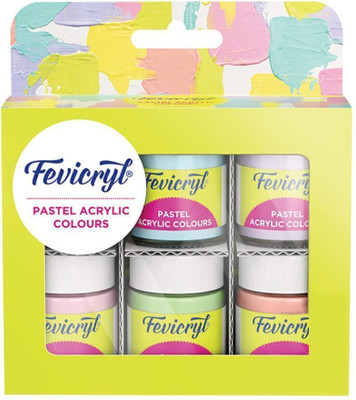 Fevicryl Multi Surface Pastel Acrylic Colours Kit 6 X 15ml, Ideal For Artists(Set of 6, Multicolor)