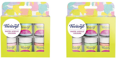 Fevicryl Multi Surface Pastel Acrylic Colours Kit 6 X 15ml, Ideal For Artists (Set of 2)(Set of 6, Multicolor)