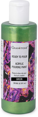 Granotone Premium Metallic Acrylic Pouring Paint 200 Ml (Green)(Set of 1, Green)