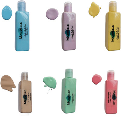 Marvelle Chalk Paints 100ml x 6 colours set pastel acrylic water based decor craft paints(Set of 6, Multicolor)