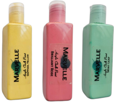 Marvelle Set of 3 Acrylic Chalk Paint Matte finish(Set of 3, Daffodil Yellow, Mint Leaf, Brilliant Rose)
