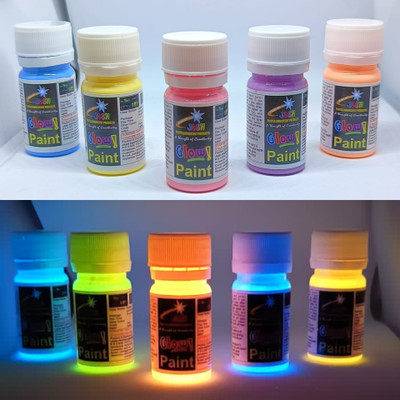 Jash Night Glow Paint Glow in dark paint waterbased acrylic paint each 30gm total 150gm(Set of 5, Multicolor)
