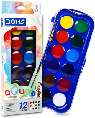 SBS Doms Aqua Water Colour Cake (Small) - 12 Shades, 23mm(Set of 2, Blue)