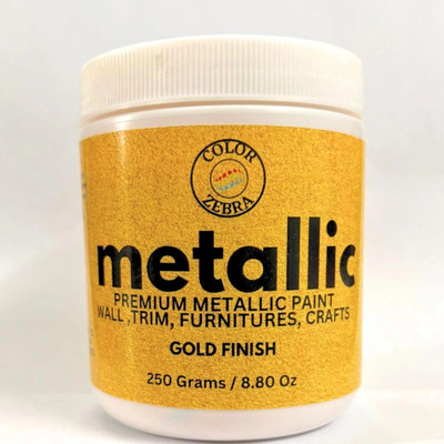 Color Zebra Acrylic Non Toxic Gold Metallic Paint For Wall Trim, Furniture & Artists(Set of 1, Gold Finish)