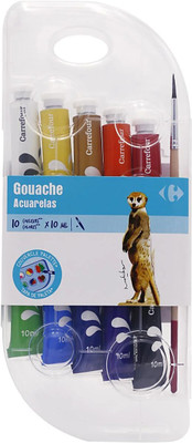 Qunex care Carrefour Gouache Non-Toxic Paint Tubes with Mixing Palette & Brush(Set of 10, Multicolor)