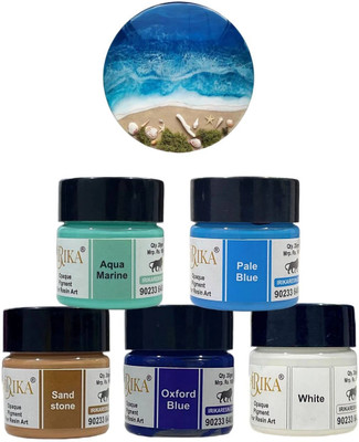 irika Ocean Theme Opaque Paste Pigment – Epoxy-Based, Non-Toxic, 20g Each(Set of 1, White, Pale Blue, Oxford Blue, Aquamarine, Sandstone)