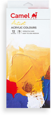 Camel Artists Acrylic Colours 12 Shades - 9 ml Each(Set of 12, Multicolor)