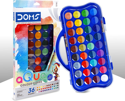 DOMS Non-Toxic 36 Shades 30 mm Water Colour Cakes | Organic Rich Colour Pigments(Set of 1, Multicolor)