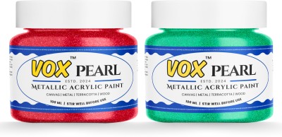 Vox Metallic Acrylic Paint 100ML(Set of 2, Red, Green)