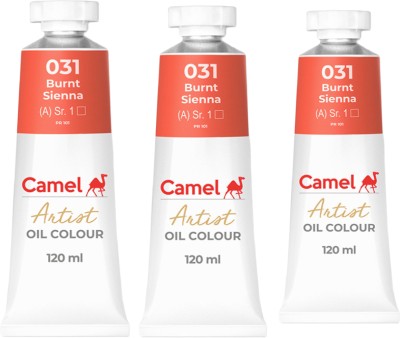 Camel ARTISTS' OIL COLOUR TUBE OF BURNT SIENNA , 120 ML EACH, PACK OF 3(Set of 3, BURNT SIENNA)