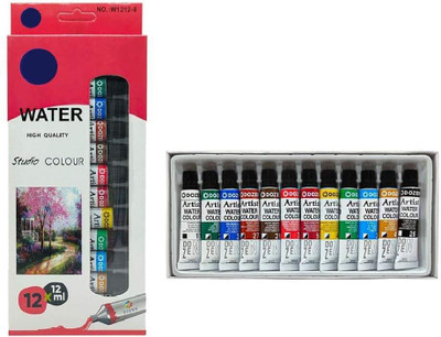 Prescent Water Color Painting Set for All Beginners and Artists (12 paints of 12 ml each)(Set of 1, Multicolor)