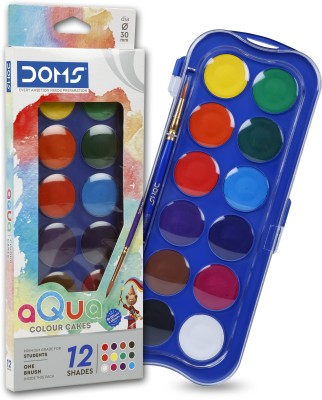 DOMS Watercolour Cakes 12 Shades (30 mm)(Set of 1, Multicolor)