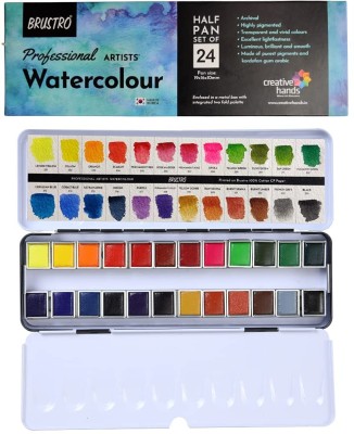 BRuSTRO Artists Professional Watercolour Half Pan Set of 24(Set of 1, Multicolor)