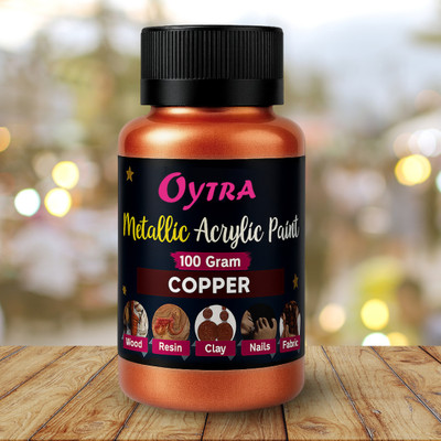 OYTRA Acrylic Metallic Color Bottles (100ml / 3.4Oz )Vibrant Colours for Professionals(Set of 1, Copper)