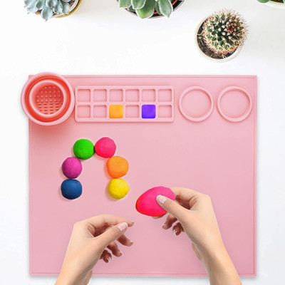 Gabani fashion SILICONE Craft Mat for 12 Paint Wells Palettes(Set of 1, Pink)