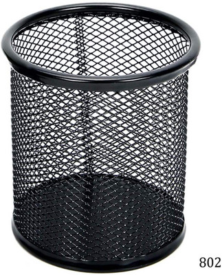 neeon 1 Compartments Metal Round Pen Stand(Black)