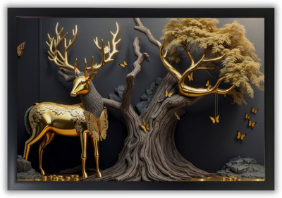 SHASHWAT CREATION Luxury Golden Bloom Wall Art Painting Sponge Block(Pack of 1)