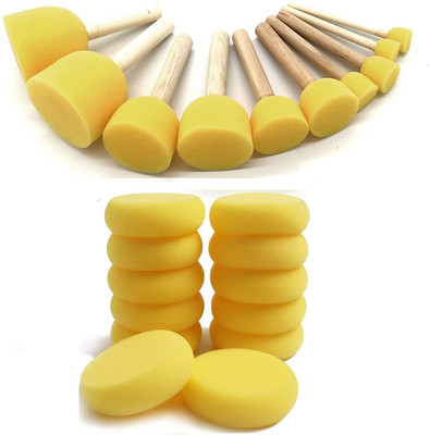 DaKos 10 pcs. Sponge Dabber with 12 pcs. Rounded Sponge Combo Of- Painting Sponge Brush(Pack of 17)