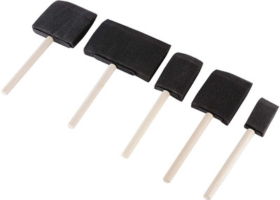 KRYTONE 5Pcs Black Paint Brush Dabber Sponge with Wood Handle for Art and Craft Painting Sponge Brush(Pack of 5)