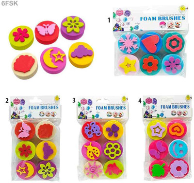 BOLT BEE 6Pc Foam Stamp Kids Design (6Fsk) (Contain 1 Unit) Painting Sponge Brush(Pack of 6)