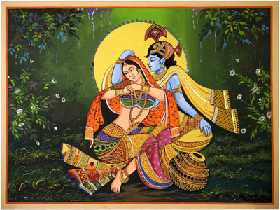 ANSHUL INTERNET CANVAS PAINTING RADHA KRISHNA 25 Canvas 48 inch x 24 inch Painting(Without Frame)