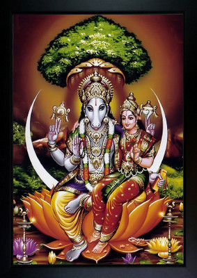 RV SALES Hayagreevar Swamy Photo Frame Digital Reprint 9 inch x 7 inch Painting(With Frame)