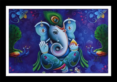 jog craft ganesh ji photo frame| ganeesh ji painting| ganesh ji photo Digital Reprint 14 inch x 20 inch Painting(With Frame)