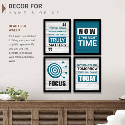 KALIT KALA DECOR KALIT KALA DECOR Motivational Modern Wall Art Framed Painting Set of 4 (11) Digital Reprint 14 inch x 11 inch Painting(With Frame, Pack of 4)