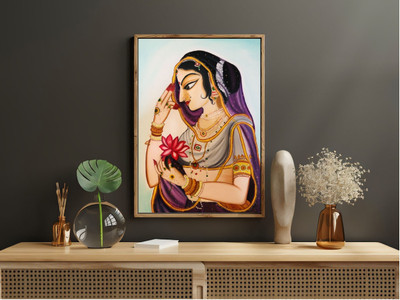 Dekozi POSTERWALA Art Red Flower Women Wall Art Canvas 12 inch x 18 inch Painting(With Frame)