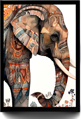 Yuta paradise Artistic Elephant Wall Art, Decorative Framed Abstract Design, Modern Home Decor Acrylic 12 inch x 8 inch Painting(With Frame)