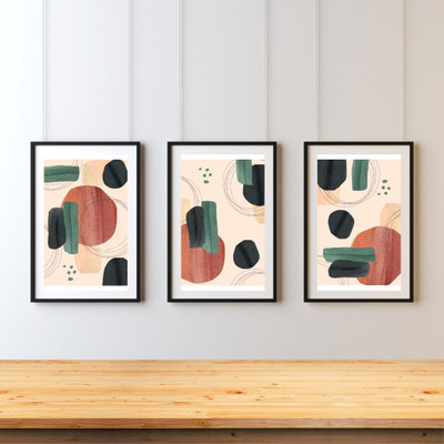 Dekozi Earthy Abstract Wall Art | Framed Minimalist Art for Contemporary Interiors Digital Reprint 8 inch x 12 inch Painting(With Frame)