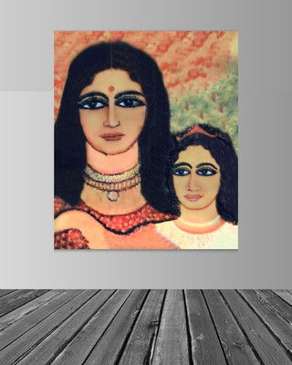 KADIOZ KADIOZ Wallart Sisters 30 x 42 Inch Canvas Framed Portrait Canvas 42 inch x 30 inch Painting(With Frame)