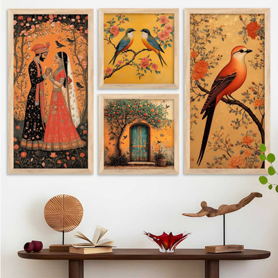 Mmory Mordern art Home Decoration Painting abstract Paintings Digital Reprint 25 inch x 13 inch Painting(With Frame, Pack of 4)