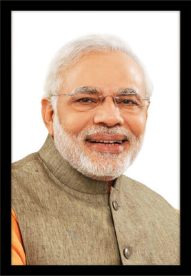 jog craft narendra modi photo, modi ji photo frame Digital Reprint 14 inch x 10 inch Painting(With Frame)