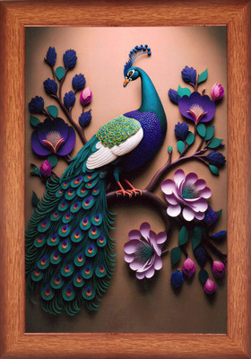 Mahadi Profiles Vastu Peacock Photo Frame Digital Reprint 10 inch x 14 inch Painting(With Frame) deal from flipkart