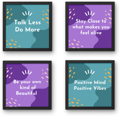 Creativevibescv Set of 4 Wall Frame Of Motivational Thoughts Office/Home Decore Design 4 Digital Reprint 7 inch x 7 inch Painting(With Frame)
