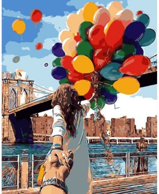 Xeekart DIY Oil Painting Paint by Number Kit Image Drawing On Canvas Hand(Balloon Girl) Canvas 16 inch x 20 inch Painting(Without Frame)