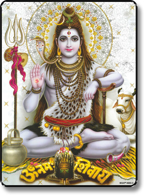 saf Shiva UV Textured Multi-Effect Painting Digital Reprint 14 inch x 11 inch Painting(With Frame)