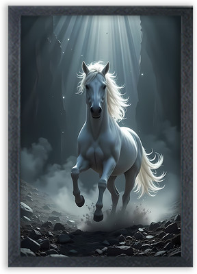 Choudhary Bro Horse Painting For Wall Mount wall For Gift Happy Brithday us Digital Reprint 13 inch x 10 inch Painting(With Frame)