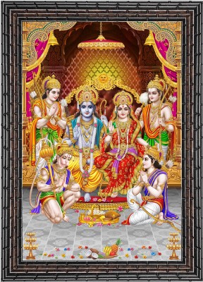 Indianara Indianara Lord Ram Darbar Without Glass Framed Art Painting 10 X 13 INCH Digital Reprint 13 inch x 10 inch Painting(With Frame)