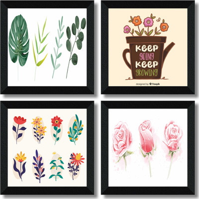 saf Set of 4 Framed Digital Reprint 19 inch x 19 inch Painting(With Frame, Pack of 4)