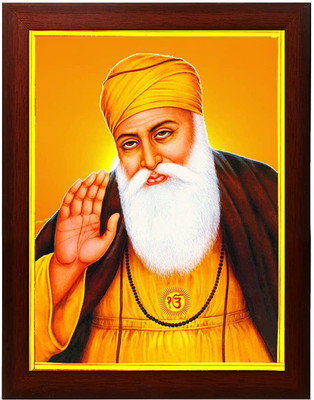 ag pro comfort Guru Nanak Dev Ji Large Photo Frame For Wall Hanging Size Digital Reprint 10 inch x 8 inch Painting(With Frame)