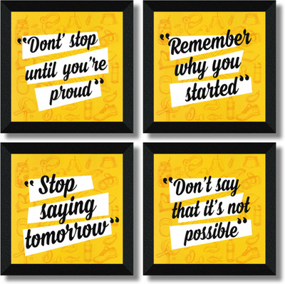 saf SET OF 4 MOTIVATIONAL QUOTES Digital Reprint 19 inch x 19 inch Painting(With Frame, Pack of 4)