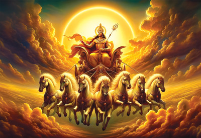 Anaadi Surya Bhagwan Photo Poster For Home & Office Decoration Digital Reprint 12 inch x 18 inch Painting(Without Frame)