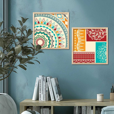 Mmory Digital Reprint 13 inch x 13 inch Painting(With Frame, Pack of 2)