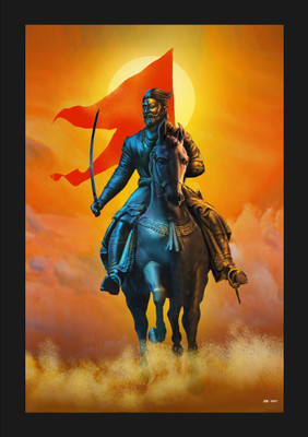 jog craft chhatapati shivaji photo frame,shivaji maharaj photo Digital Reprint 10 inch x 14 inch Painting(With Frame)