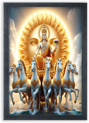 Devatwal Seven Horse Photo Frame For Wall Mounted Painting Digital Reprint 10 inch x 14 inch Painting(With Frame)