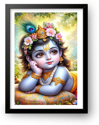 Shri Krishna 002 Digital Reprint 14 inch x 10 inch Painting(With Frame)